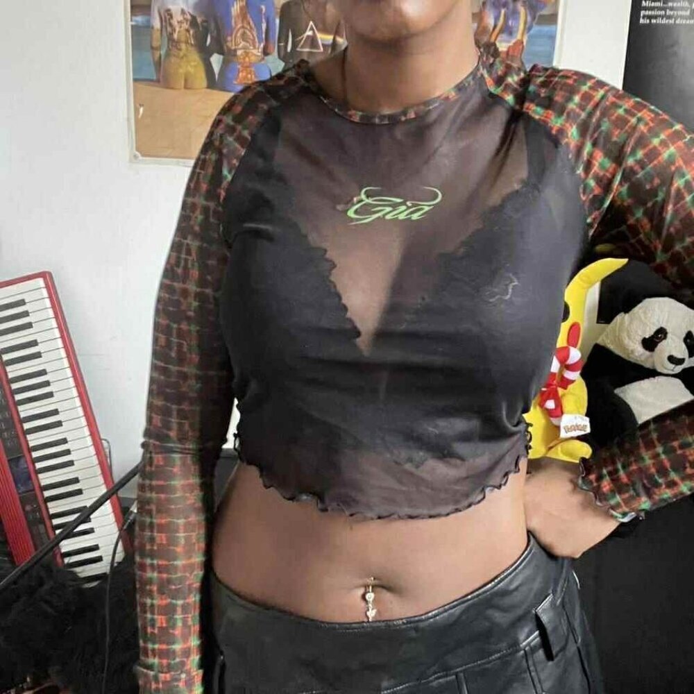 I.AM.GIA Size XS  Top Blouse Long Sleeve Sheer Grunge Sexy Goth